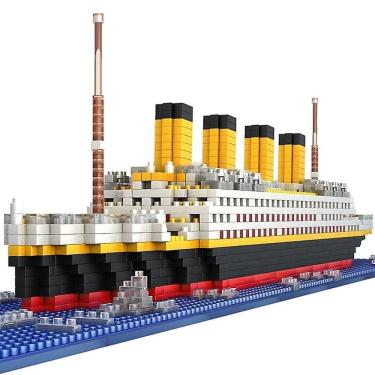 Imagem de 1860pcs navio 3d mini diy blocos de construção brinquedo titanic barco mo