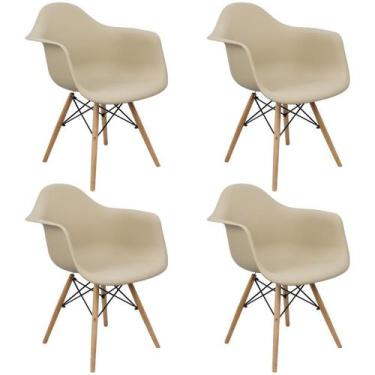 Imagem de Kit 4 Cadeiras Charles Eames Eiffel Design Com Braço Bege - Magazine R
