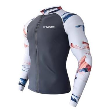 Imagem de Dressnu Roupa de banho masculina proteção solar surf fato de mergulho manga longa calças compridas top cinza 3GG