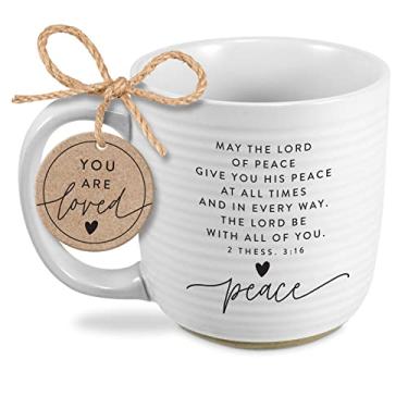Imagem de Lighthouse Christian Products Caneca de café de cerâmica branca texturizada Lord Of Peace de 590 ml
