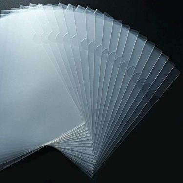 Imagem de JIKIOU Pacote com 30 pastas transparentes para documentos com bolso seguro para projetos, pasta de plástico transparente tipo L A4/tamanho carta em cor transparente