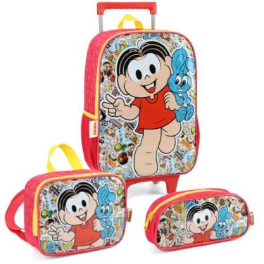 Imagem de Mochila Infantil com Rodinha, Turma da Mônica, G, Vermelha, Luxcel