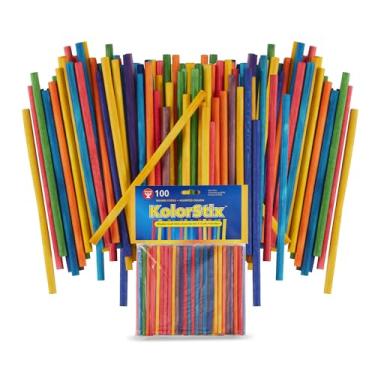 Imagem de Hygloss 73310 De 100 Peças Kolorstix Rodada Coloridas Embarcações De Varas, De 4 Polegadas