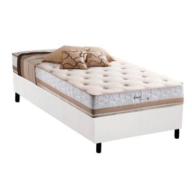 Imagem de Conjunto Box Solteiro: Colchão Molas Herval Maxspring Spain + Base CRC Courano White(88x188)