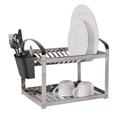 Imagem de Escorredor 12 Pratos com Escorredor de Talheres Plástico Suprema, 41,5 x 27 x 28,5 cm, Aço Inox, Brinox