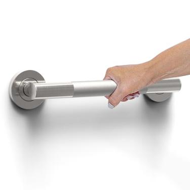 Imagem de AmeriLuck Barra de segurança para banho de designer com aderência antiderrapante, compatível com ADA de capacidade de carga de 226 kg, coleção de geleira, aço inoxidável (escovada, 30,5 cm)