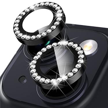 Imagem de Suoman Protetor de lente de câmera para iPhone 14 de 6,1 polegadas/14 Plus de 6,7 polegadas, conjunto com capa de câmera brilhante de diamantes de vidro temperado para iPhone 14 Plus/para iPhone 14 [] - preto diamante