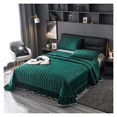 Imagem de Jogo de cama de 3 peças, multifuncional, acolchoado, cobertor de flanela/cama com 2 fronhas – 100% macio (verde 245 x 250 cm)