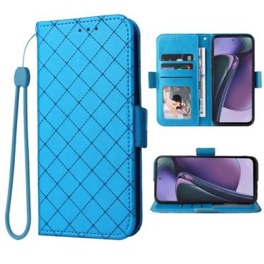 Imagem de Furiet Compatível com Motorola Moto G Stylus 5G 2023 capa carteira e alça de pulso e suporte de cartão flip de couro para celular GStylus G5 feminino azul