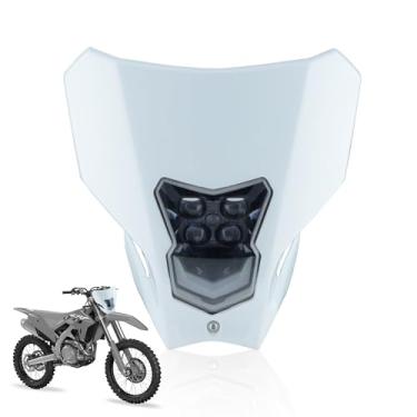 Imagem de fewfuss Farol LED Dirt Bike – Kit universal de faróis de bicicleta suja – Lâmpada de cabeça de motocicleta para CRF450L CRF450XR branco