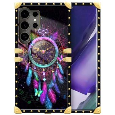 Imagem de DAIZAG Capa compatível com Samsung Galaxy S24 Ultra, relógio caçador de sonhos quadrado dourado decoração capa protetora anti-riscos para meninas mulheres para Samsung Galaxy S24 Ultra