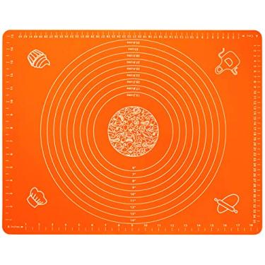 Imagem de Tapete de silicone para massa de rolo pastelada com medidas – Sem BPA e antiaderente para assar folhas de mesa antiderrapantes para assar bolo de pizza, Laranja, 19.7" x 15.7", 1