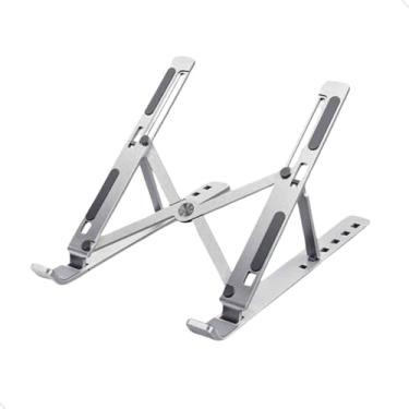 Imagem de Suporte De Notebook De Alumínio Ajustável Para Notebook De 7 Ângulos Ajustável Ergonômico Portátil Compatível Com Macbook, Ipad, Hp, Dell, Lenovo 10 a 17 Polegadas Mundo Compras (Prata)