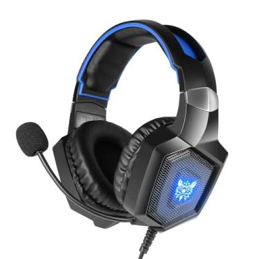 Imagem de Fone de ouvido para jogos com microfone, fones de ouvido para jogos compatíveis com PS4 PS5 Xbox PC com luzes RGB, fone de ouvido Playstation com redução de ruído 7.1 som surround sobre-auricular e