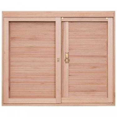 Imagem de Janela com Caixilhos de Correr para Vidros Inteiros e Veneziana de Abrir 2 Folhas 120x100cm Rondosul Natural