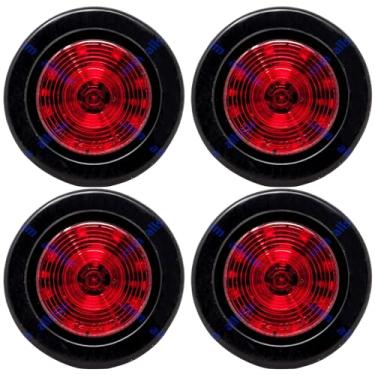 Imagem de All Star Truck Parts 4x 2,5 vermelho 12 luzes laterais redondas de liquidação com ilhós, montagem embutida, reboque de caminhão selado com lente reflexa, IP67 à prova d'água - Super brilhante DOT SAE