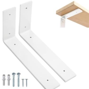 Imagem de RIO DESIGN99 Mão Francesa 40cm Cantoneira Invertida - Branca - 2 Unidades - Reforçada Industrial Suporte Aço Ferro 400mm