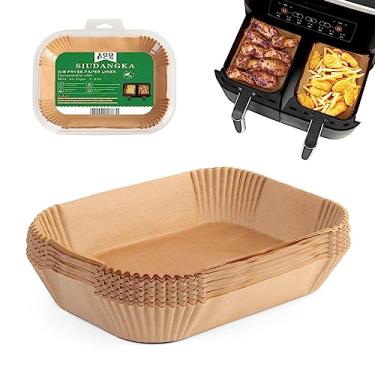 Imagem de SIUDANGKA Forros de fritadeira a ar descartáveis, 200 peças de folhas de papel pergaminho retangulares para fritadeira a ar ninja SL401 DoubleStack XL 2 cestos