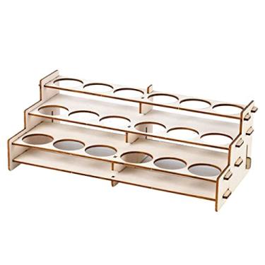 Imagem de Milageto Suporte de prateleira de madeira para pintura - 18 furos B