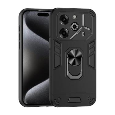 Imagem de Pzwoxukhov Capa compatível com Tecno Pova 6 5G, compatível com Tecno Pova 6 Pro 5G Suporte magnético para carro à prova de choque e antiqueda, capa preta