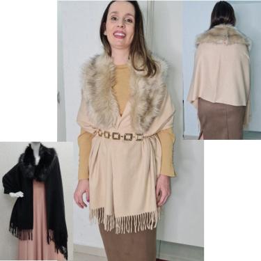 Imagem de Pashmina com gola pêlo