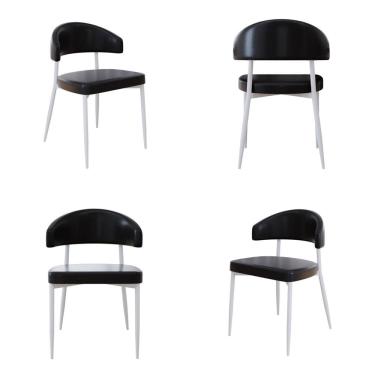 Imagem de Cadeira Bless Fixa com 4 Pés 55 X 52,5 X 77,5 Cm com 4 Unidades Preto/Branco