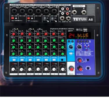 Imagem de Mixer de Áudio Profissional TEYUN A8, 8 Canais, Bluetooth, USB, Phantom Power 48V, Placa de Som Digital, Ideal para Gravação Transmissão ao Vivo Podcast e Produção Musical em Casa 7/6/5/4/3 corredor