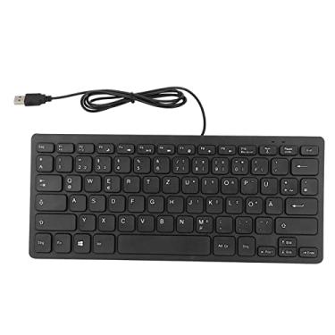 Imagem de Junlucki Teclado de computador de 78 teclas, teclado com fio de tamanho completo, teclado com fio ultra fino com interface USB, mini teclados ergonômicos, teclado de idioma pequeno para computador desktop (alemão)