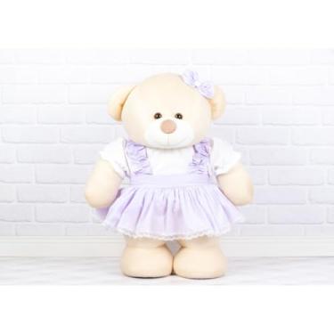 Imagem de URSO DE PELUCIA GIGANTE 60 CM FIXO EM PÉ PARA DECORAÇÃO (CAMPONESA LILAS)