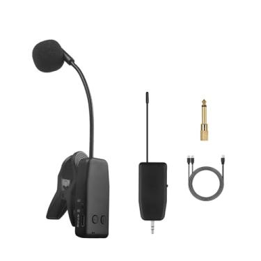 Imagem de Luwecf Instrumento Microfone Clip On Microfone Recarregável Gooseneck Banda Receptor Acessórios Guitarra Transmissores Sem Fio, 3.5 mm