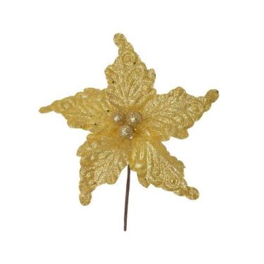 Imagem de Haste Bico de Papagaio com Glitter Dourado 15cm - Flor Arte, UNICA