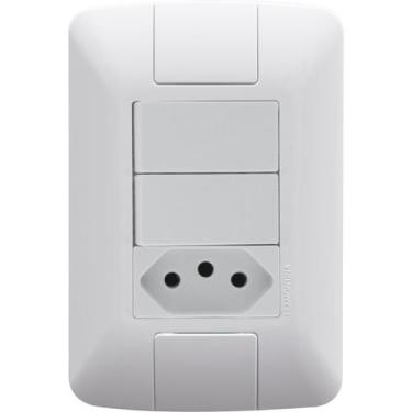 Imagem de Conjunto 1 tomada 2p+t 20a + 2 interruptor simples tramontina aria com