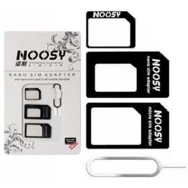 Imagem de Adaptador de Chip 4 Em 1 Micro Sim E Nano Sim Chave Pin - Noosy Preto 