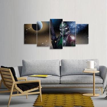 Imagem de Quadro decorativo Mosaico 5 Peças Star Wars Quarto Hall - Quadros Desc