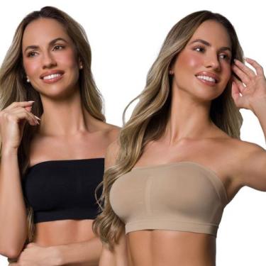 Imagem de Kit 2 Soutien Sutiã Básico Sem Costura E Sem Bojo Com Alça Regulável S