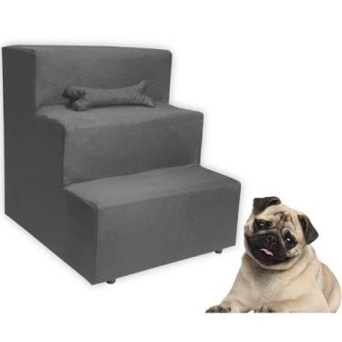 Imagem de Escada Pet para Cachorro, Gato 3 Degraus Várias Cores Veludo Com Almof