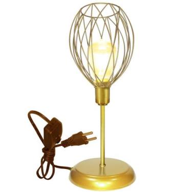 Imagem de Luminária de Mesa Abajur Clássico Aramado Nest Dourado - Jota Iluminaç