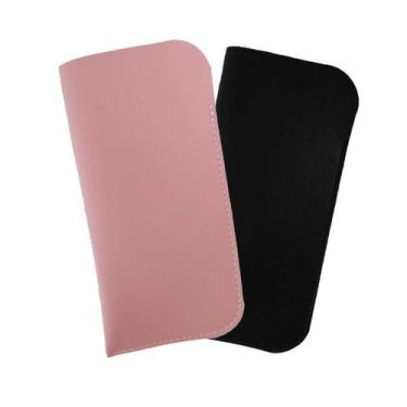 Imagem de Kit 2 Estojo Para Óculos De Sol Capinha Fina Preto/Rosa - Oculos20V