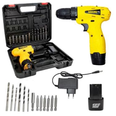 Imagem de Parafusadeira a Bateria Portátil 12V Com Maleta Brocas E Bits - STARTO