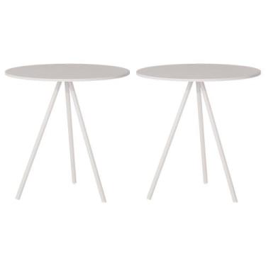 Imagem de Kit 2 Mesas Lateral Decorativa Gabriela  Redonda Branco - Up Home, BRA