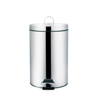 Imagem de Lixeira 12 Litros Ágata com pedal e cesto removível - mor, Inox