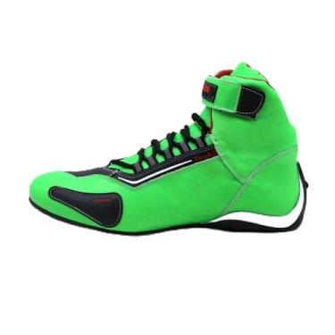 Imagem de Tenis Motociclista Cano alto Couro forro tex espumado 311AATR (Preto-Verde, BR, Adulto, Numérico, 43)