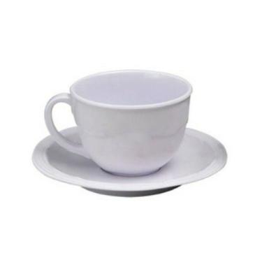 Imagem de Xícara Caneca com Pires Branco em Melamina 200ml - Best