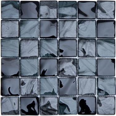 Imagem de Pastilha de vidro J07 - JUNSUI PRETA 30x30cm - GLASS MOSAIC, Preto