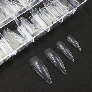 Imagem de Tips stiletto curva transparente 100un helen color