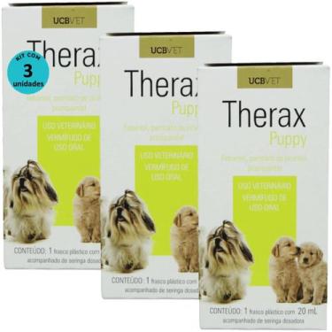 Imagem de Therax Puppy 20ml Vermífugo Para Cães ucbvet Kit Com 3
