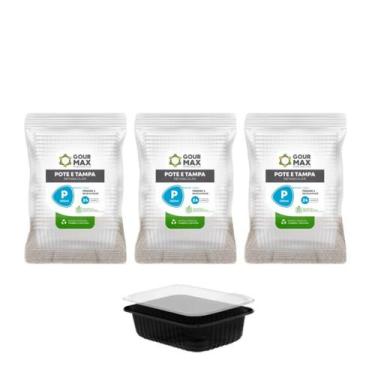 Imagem de Pote Preto 72un 350ml Descartável Marmita Freezer Microondas Fitness R