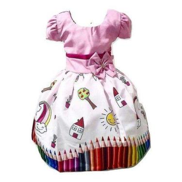 Imagem de Vestido Infantil Temático Aquarela Colorido - Pequenos Encantos Baby, 