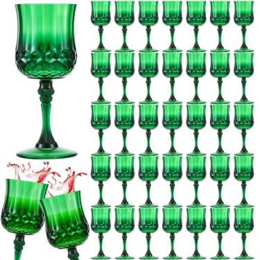 Imagem de Pinkunn 50 peças de copos de vinho vintage de plástico de 200 ml, copos de vinho reutilizáveis, coloridos, estampados, copos de água potável, podem ser lavados na lava-louças para festa de recepção de