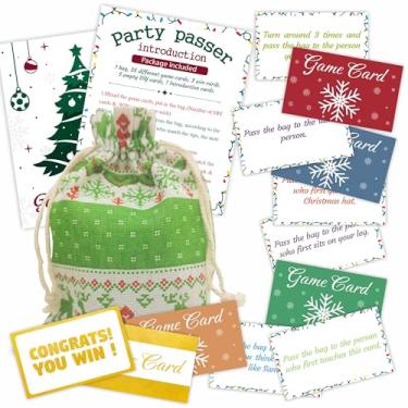 Imagem de YKYENR Christmas Green Pass The Bag Game - 44 Game Cards & 1 Pass Bag in Total - Party Game for Adult, Holiday Group Activity & Gathering Prize Game - Home & Office Party Favor & Supplies - A01